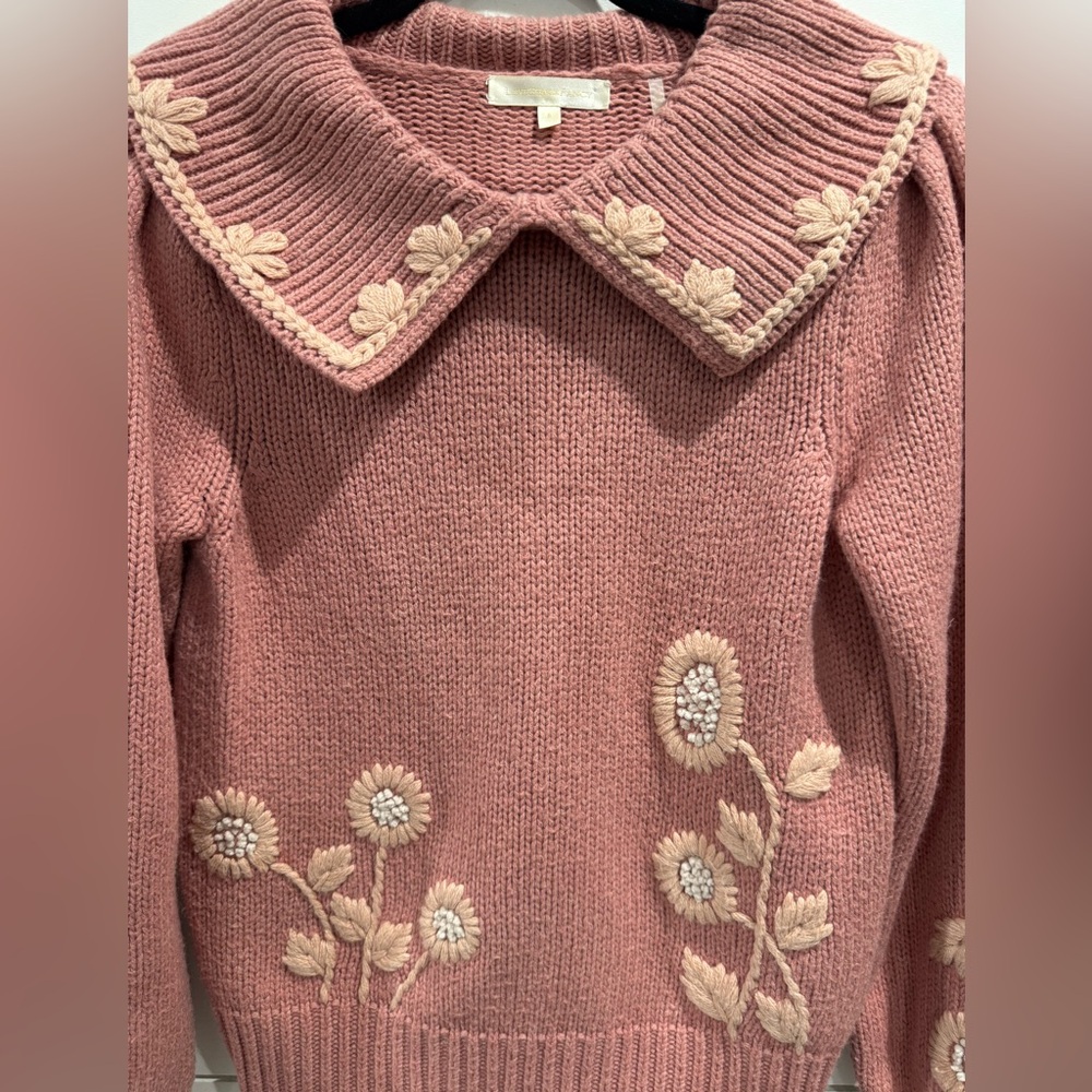 Loveshackfancy Pink Collared Union Pullover Sweat… - image 6